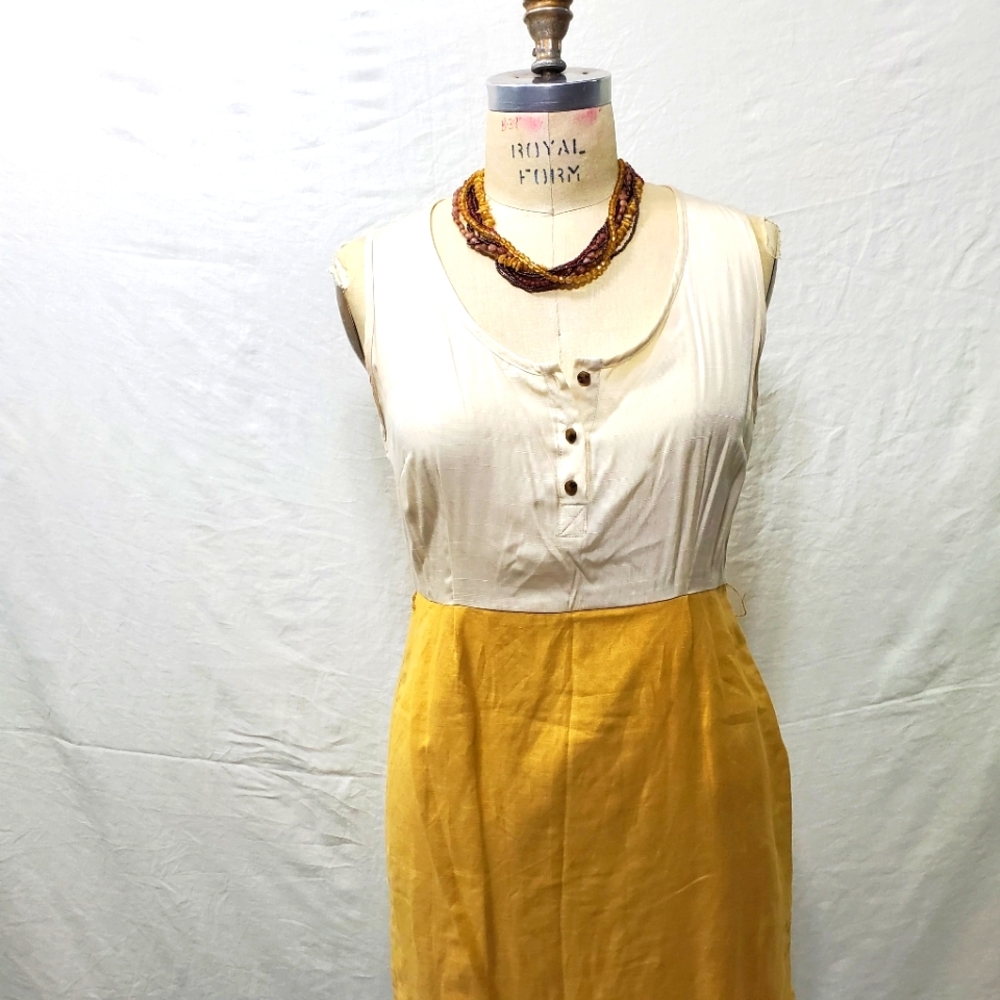 Vintage 2 Tone Linen Dress
